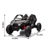 24V Two-seater Kids Ride on Scooter W/Parents Control,20in Seat Width,400W,Four-wheel Suspension,Bluetooth,MP3,3.73-4.97MPH